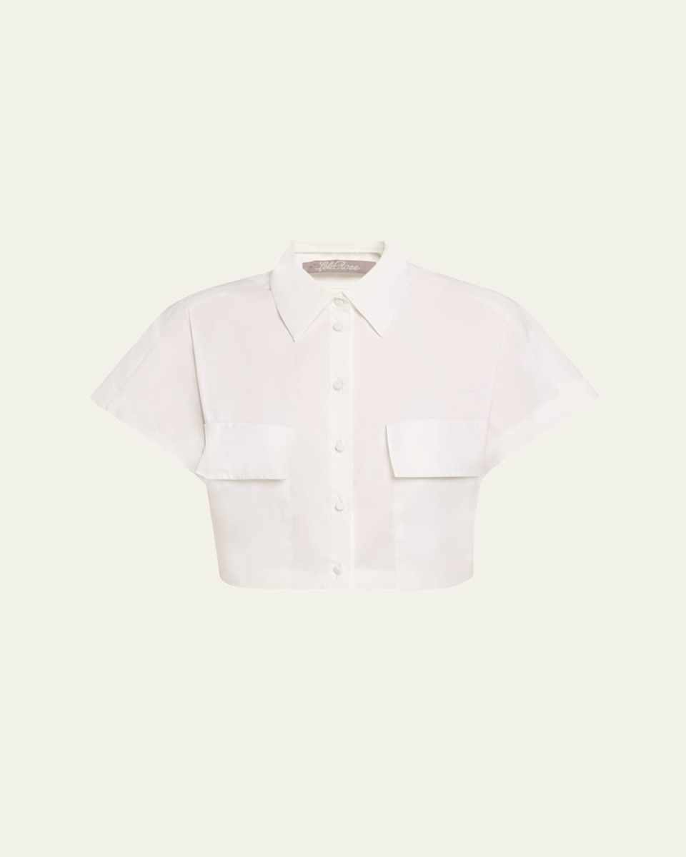 Boxy Cropped Button Down Poplin Top